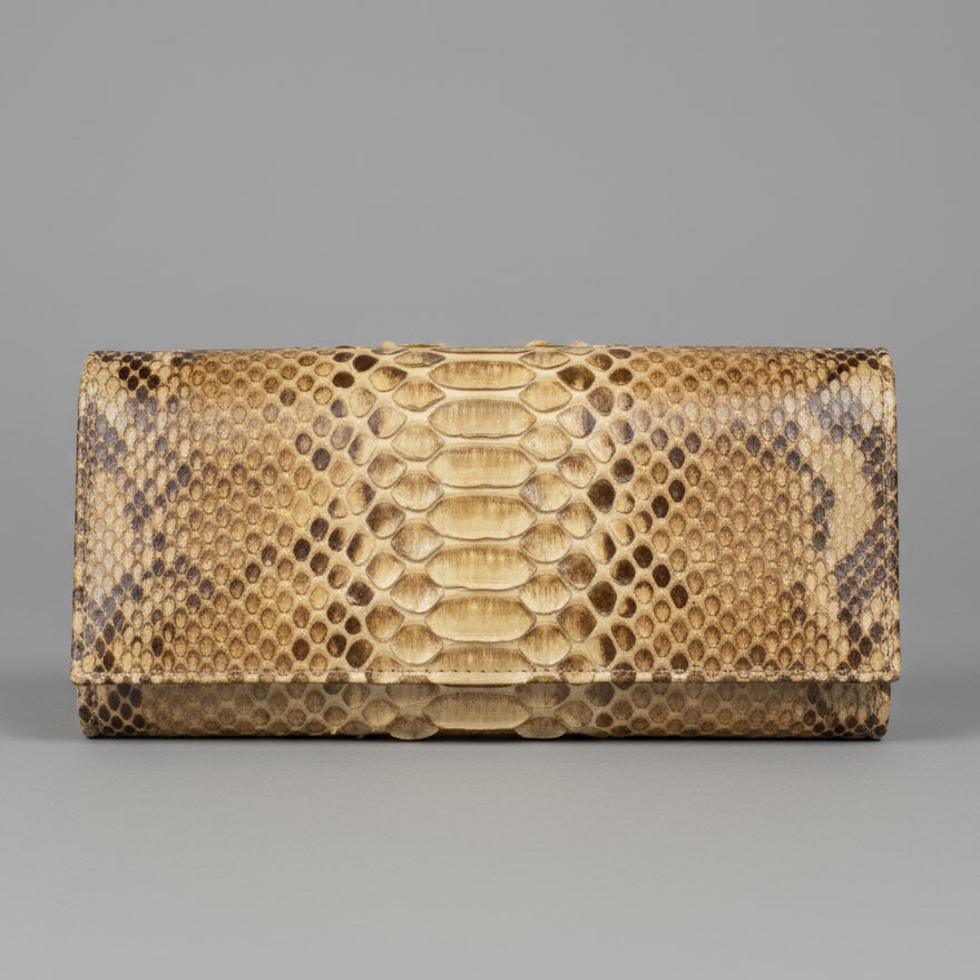REAL PYTHON NATURAL CLUTCH  GLOSSY