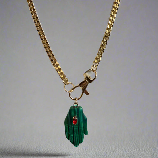 MALACHITE AND CRYSTAL STONE NECKLACE