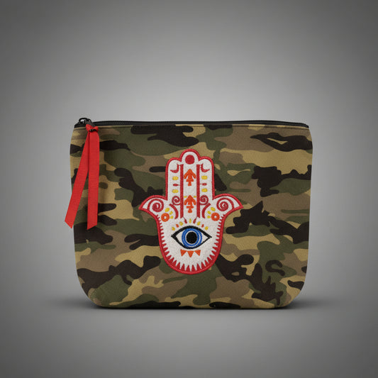 CAMO HAMSA CANVAS POUCH