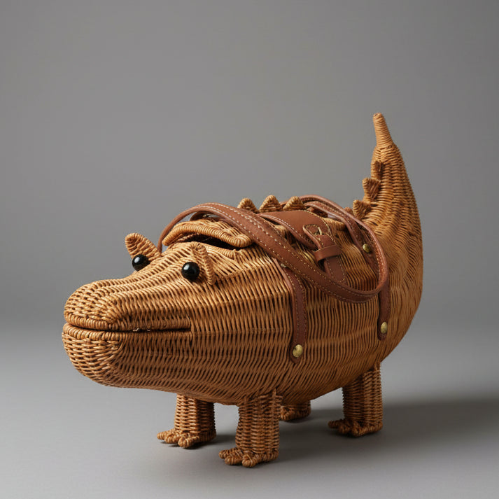CROCODILE WICKER BAG