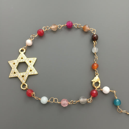 GOLD FILLED TOURMALINE PAVE STAR BRACELET