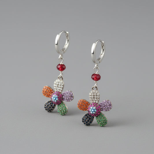 MICRO PAVE MINI FLOWER EARRINGS