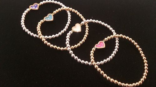 ENAMEL HEART BEAD BRAC-BRACELET