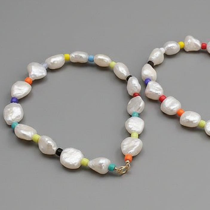 PEARL ANKLET WITH COLORFUL BEADS