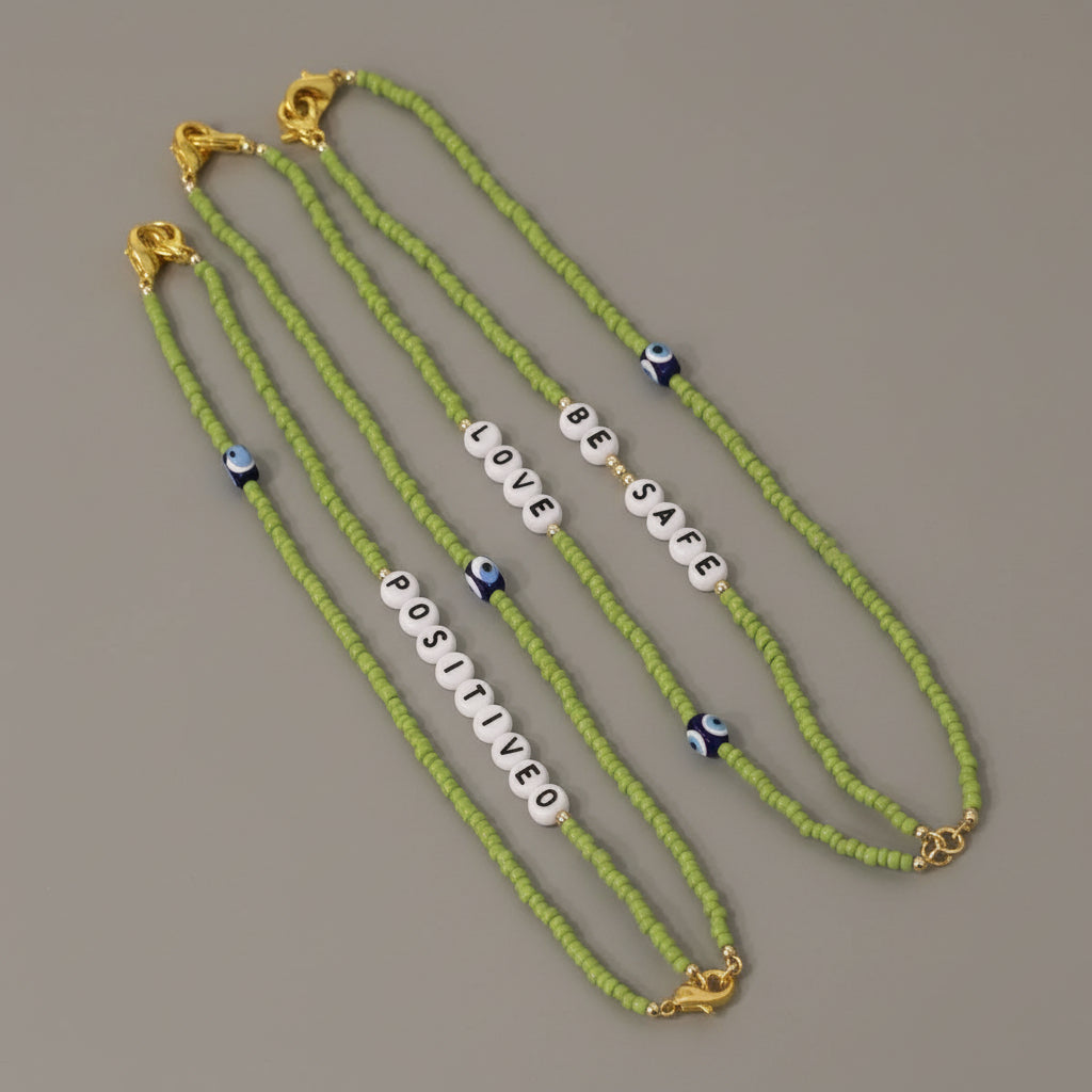 GREEN LOVE EVIL EYE NECKLACE