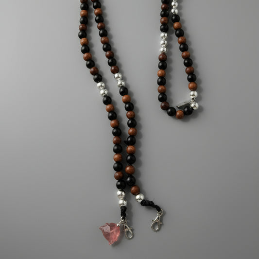 ROSE AND EBONY WOOD NECKLACE
