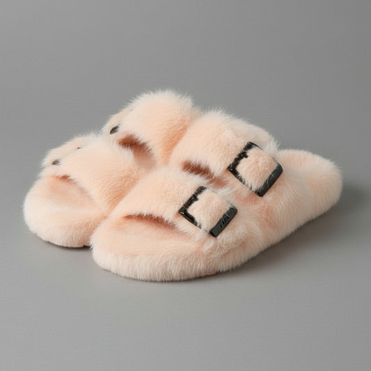 FLAMINGO DOUBLE STRAP MINK SLIDES