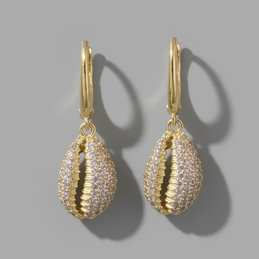 PAVE SHELL HOOP EARRING