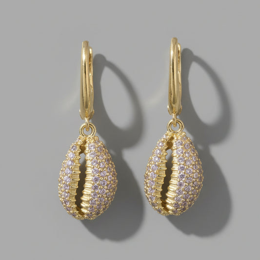 PAVE SHELL HOOP EARRING