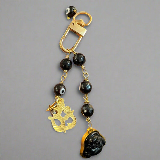 BLK ONYX BUDDHA KEYCHAIN