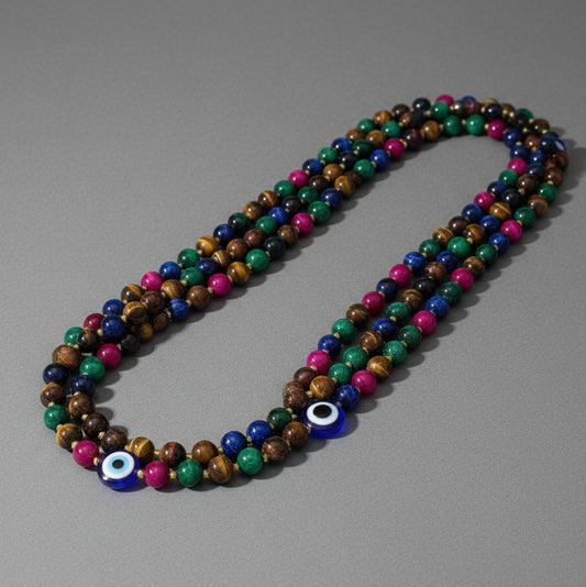 TIGER EYE MULTI BEAD W/EVIL EYE