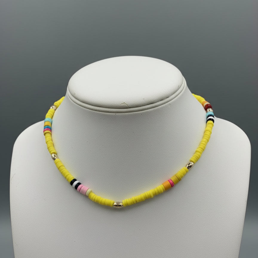 YELLOW MULTI BEAD NECKLACE