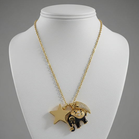 ENAMEL ELEPHANT CHARM NECKLACE