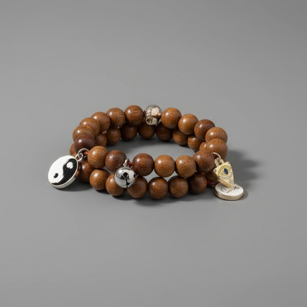 WOOD BEAD CHARM BRACELET