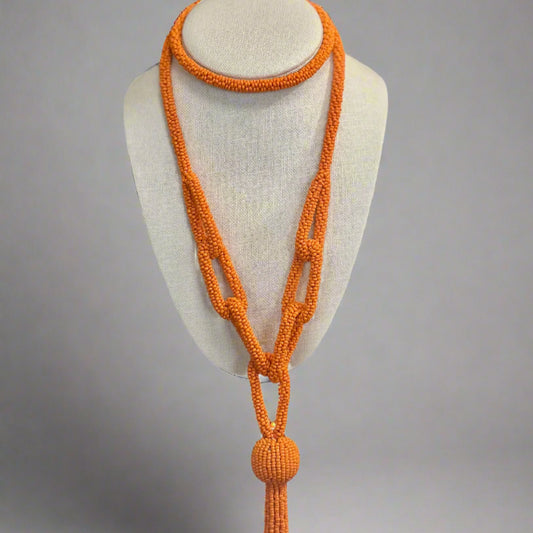 BEADED TASSEL NECKLACE