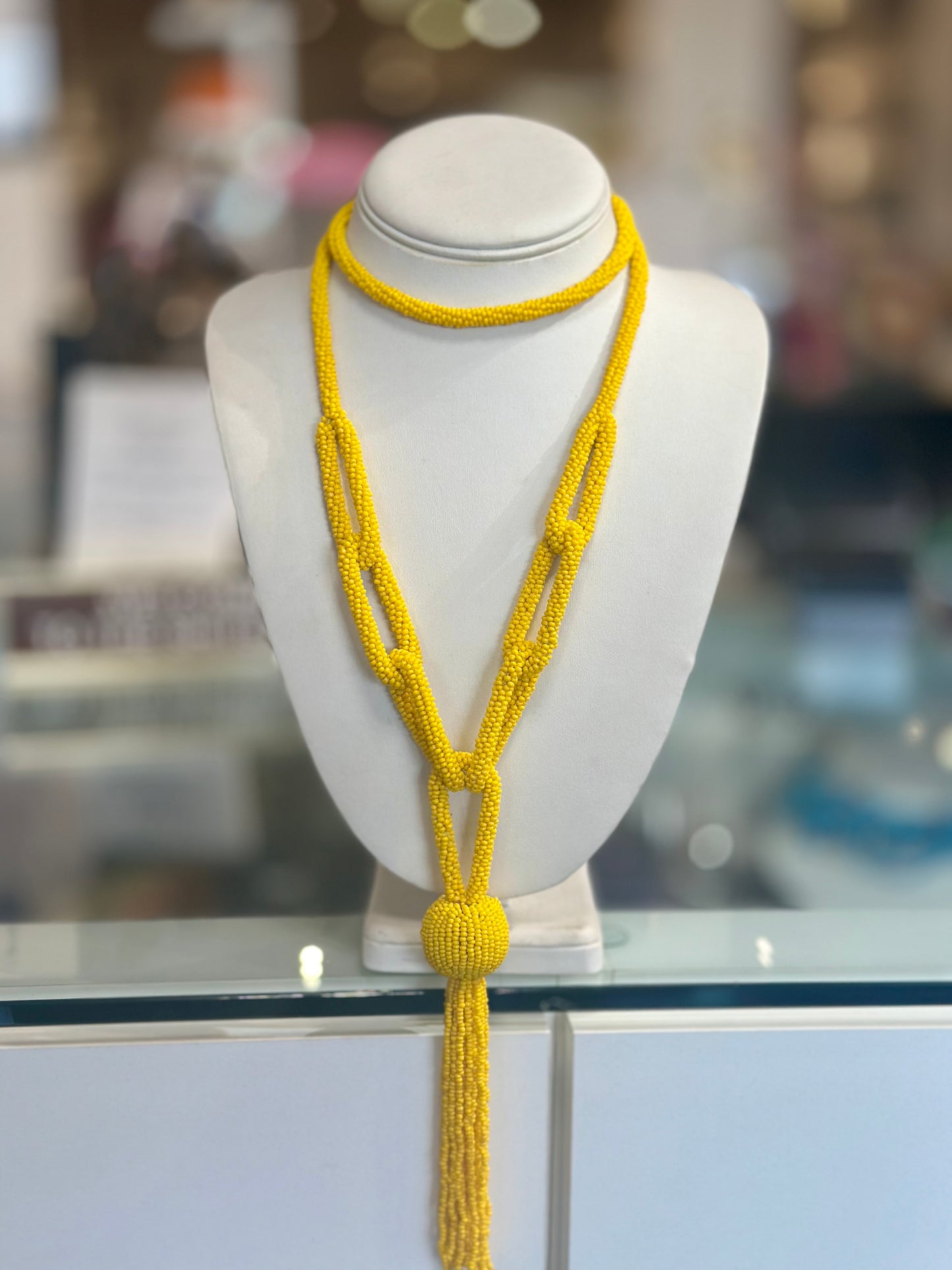 BEADED TASSEL NECKLACE