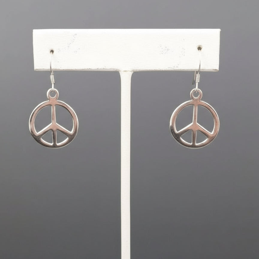 STERLING SILVER PEACE SIGN EARRINGS