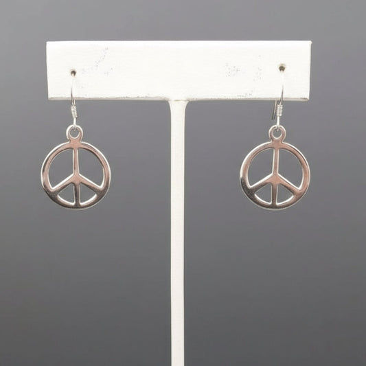STERLING SILVER PEACE SIGN EARRINGS