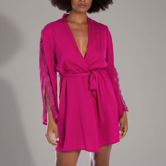 ROSE WINE LACE ROBE