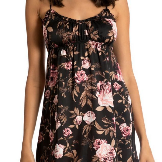 BLACK FLORAL CHEMISE