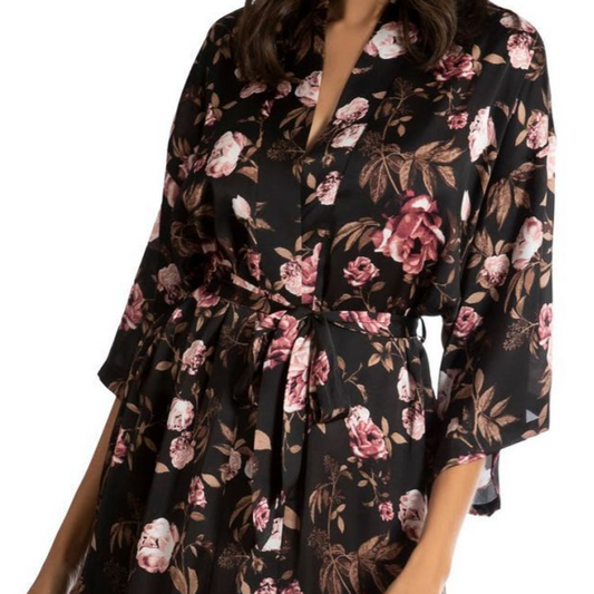 BLACK FLORAL ROBE