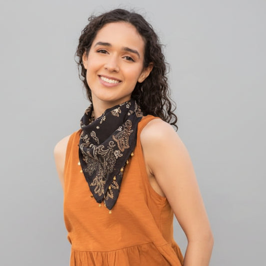 EMBELLISHED BLACK BANDANA