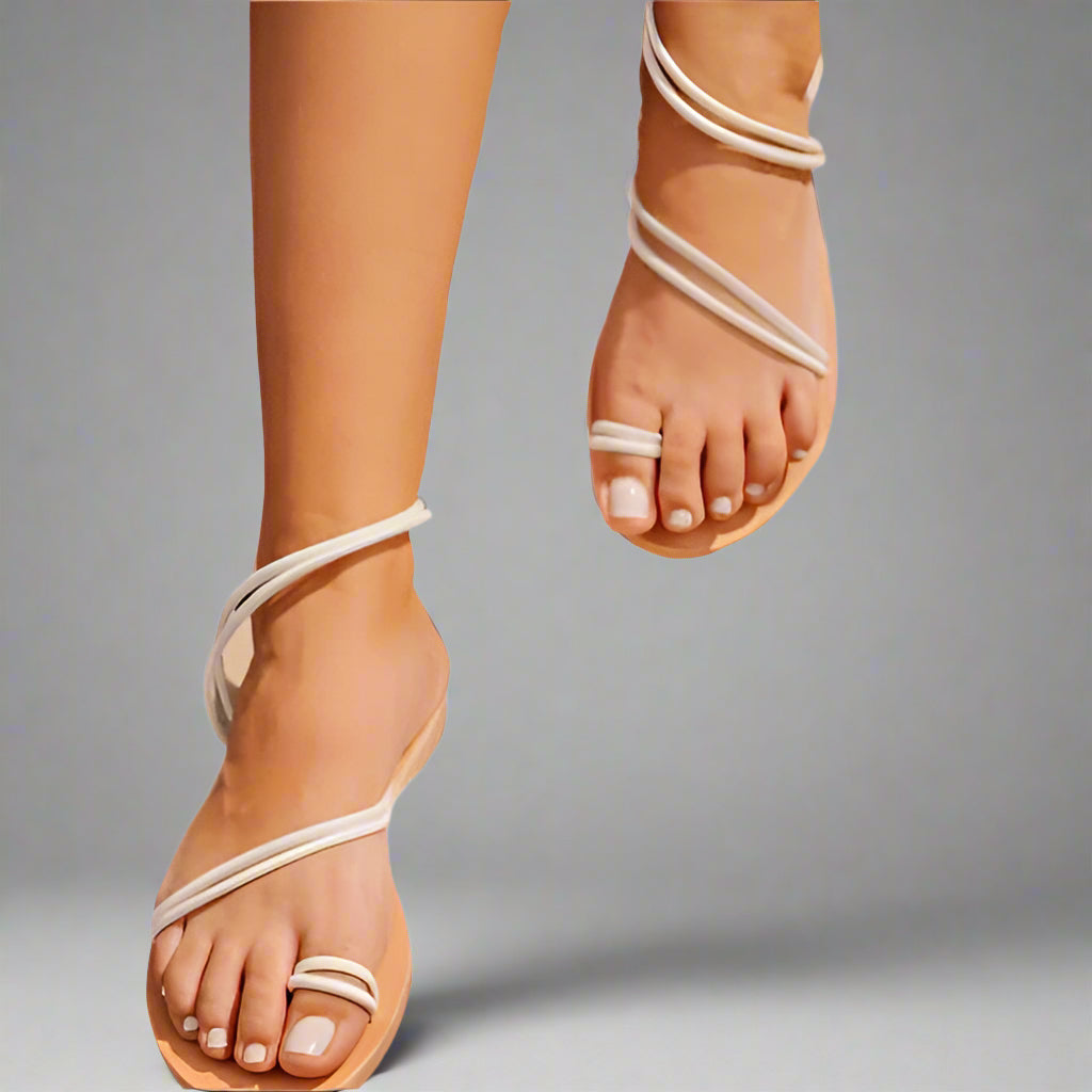 PALM WHT LEATHER SANDAL