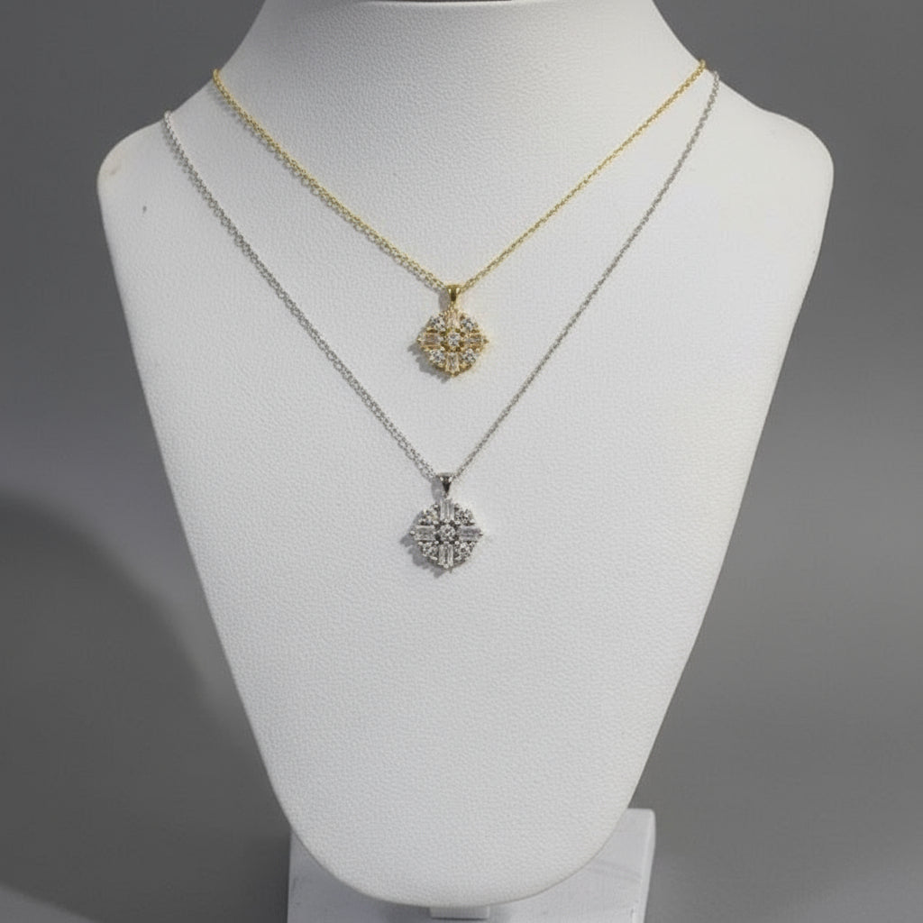 SS/VERMEIL CZ FLOWER NECKLACE