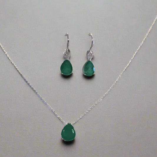 SS CZ EMERALD PEAR EARRINGS