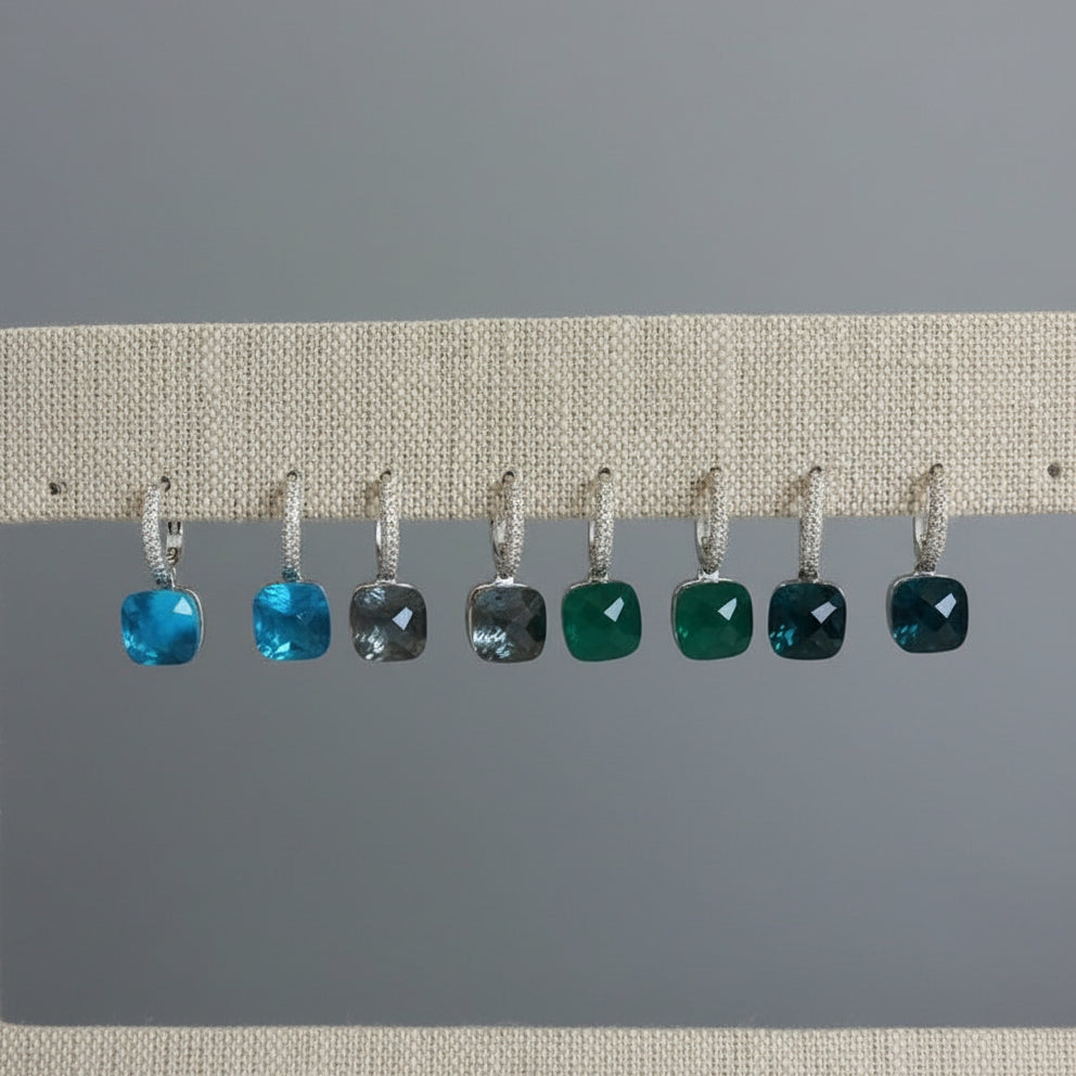 STERLING SILVER CZ "GEM" DROP EARRINGS