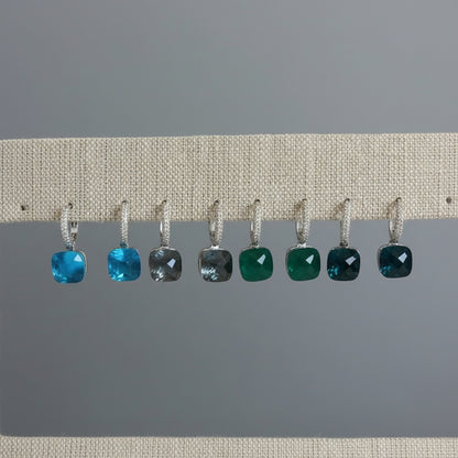 STERLING SILVER CZ "GEM" DROP EARRINGS