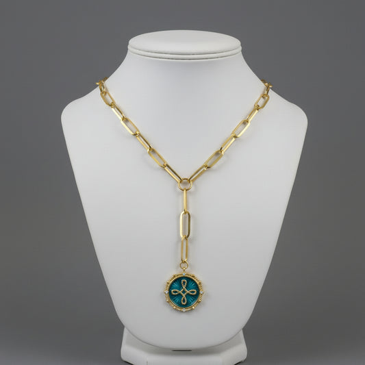 GREEN ENAMEL LOVE NECKLACE