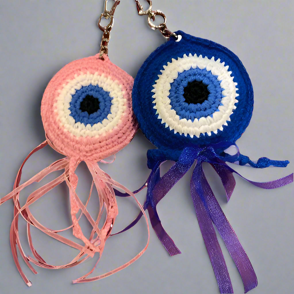 CROCHET EVIL EYE BAG CHARM
