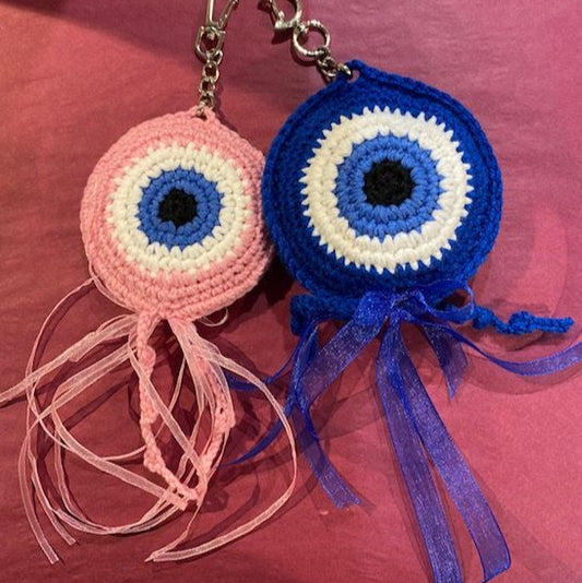 CROCHET EVIL EYE BAG CHARM