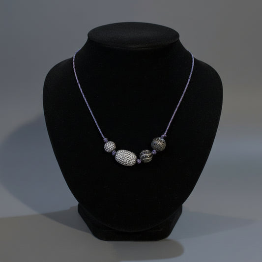 MULTI CZ BEAD NUGGET NECKLACE