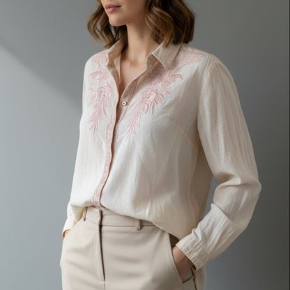 PINK VINTAGE SHIRT WITH ROSE PATCH