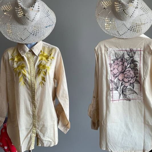 YELLOW EMBROIDERED VINTAGE SHIRT