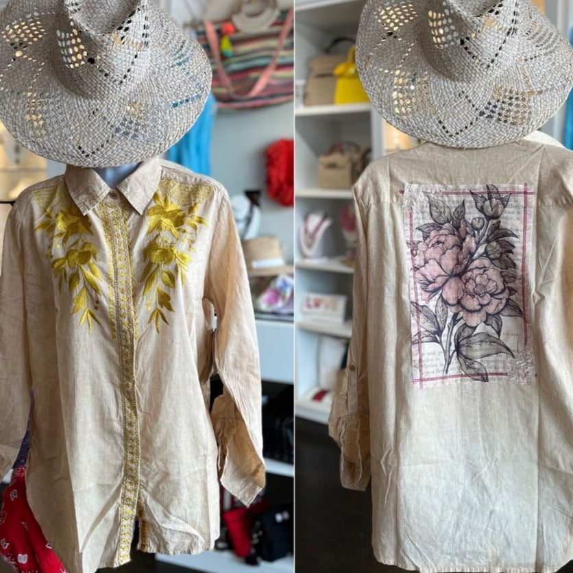 YELLOW EMBROIDERED VINTAGE SHIRT