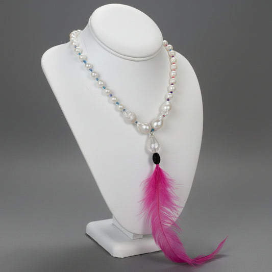 COLORFUL PEARL CZ NECKLACE