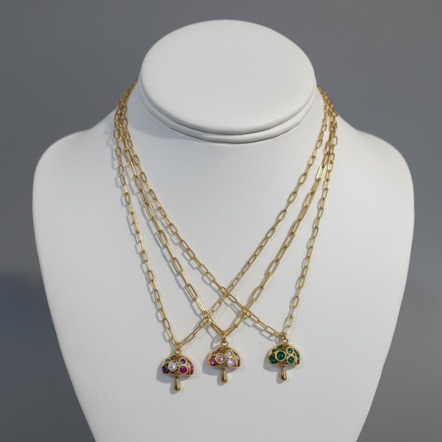 MUSHROOM CZ STONE NECKLACE