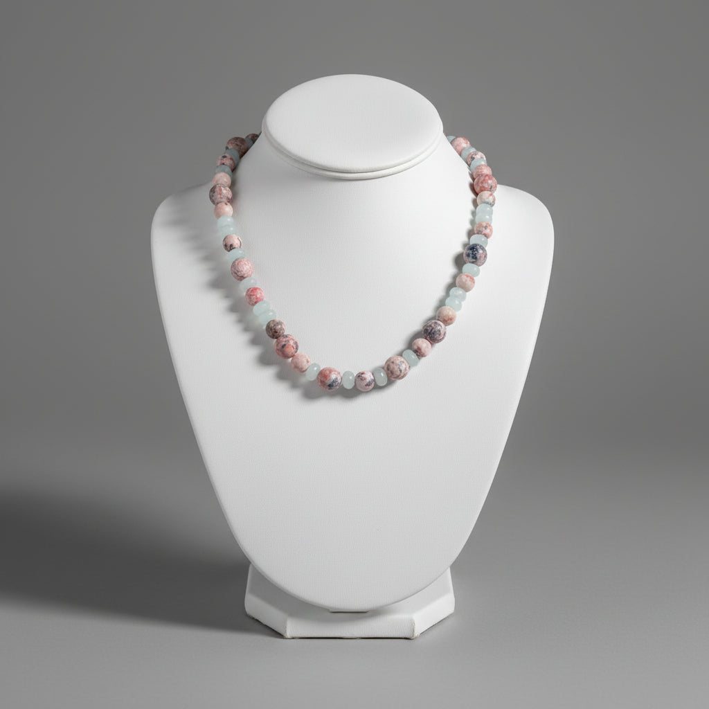 MARBLED BLUE & PINK NECKLACE
