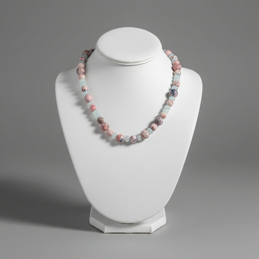 MARBLED BLUE & PINK NECKLACE