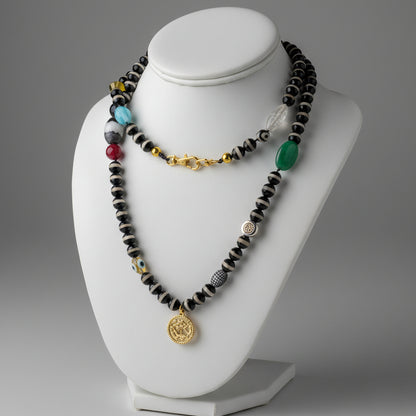 STRIPED AGATE CHARM NECKLACE