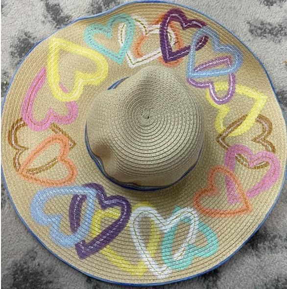 PAINTED HEARTS FLOPPY HAT