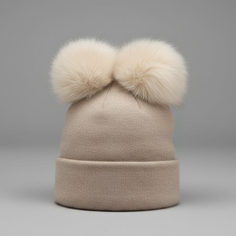 CASHMERE AND FOX BEANIE