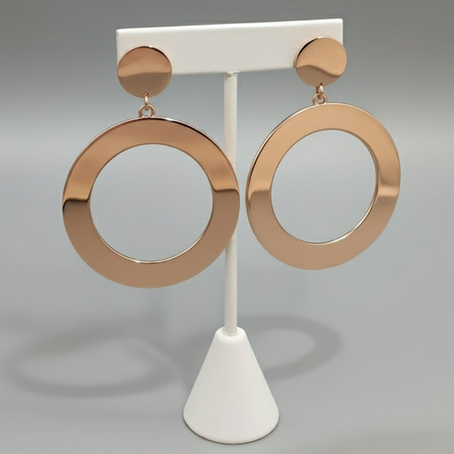 RHODIUM DISC DROP EARRINGS