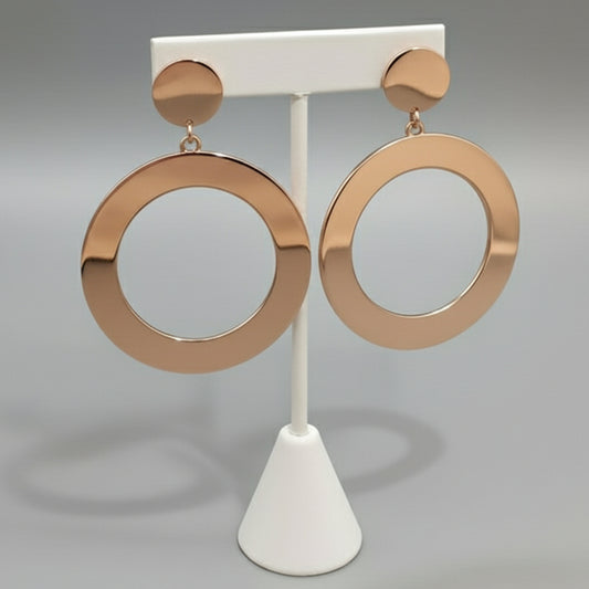 RHODIUM DISC DROP EARRINGS