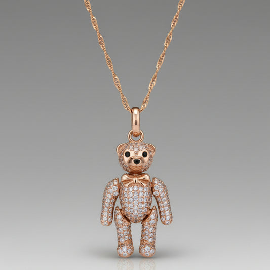 ROSE GOLD PAVE TEDDY NECKLACE