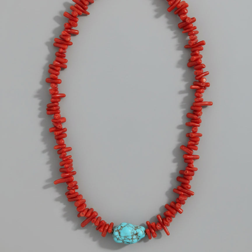 CORAL NECKLACE W/ TOPHUS STONE