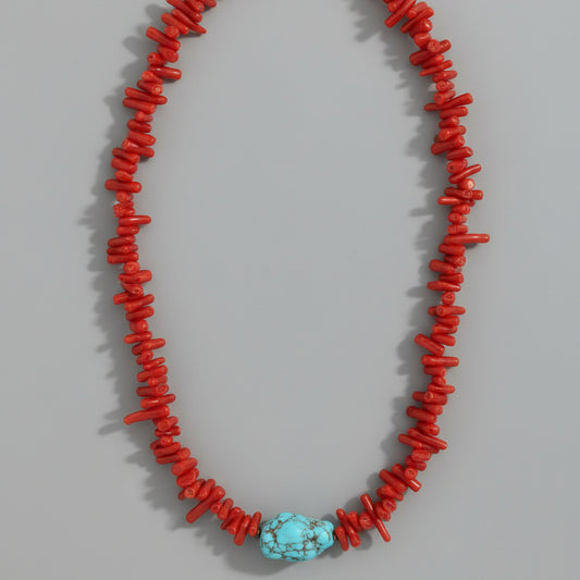CORAL NECKLACE W/ TOPHUS STONE